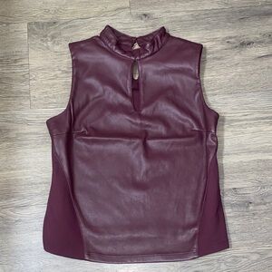 MARC NEW YORK Women's Faux Fur Sleeveless Burgundy Top